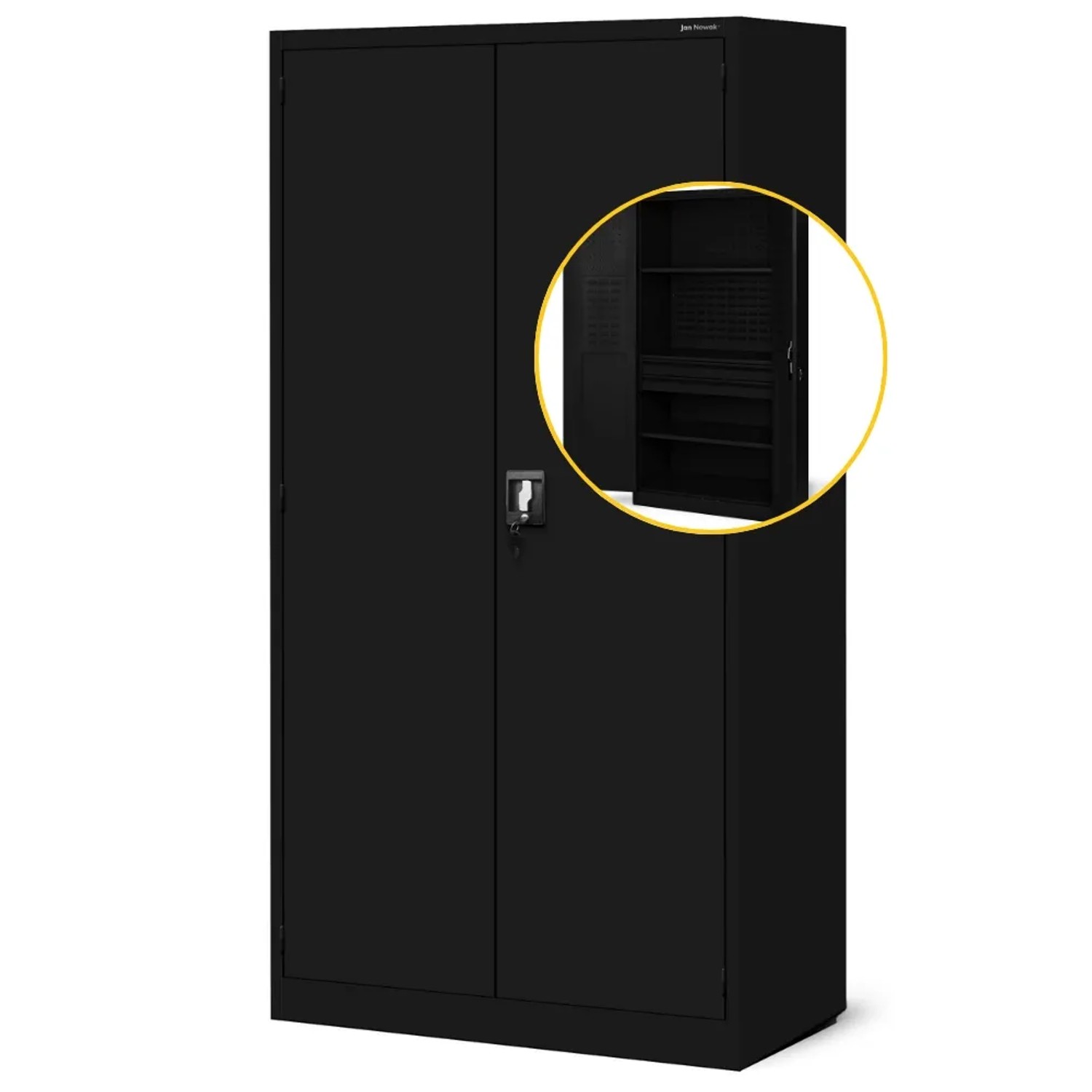 JAN NOWAK Werkzeugschrank mit Lochwand SZYMON 185 x 92 x 50 cm Schwarz