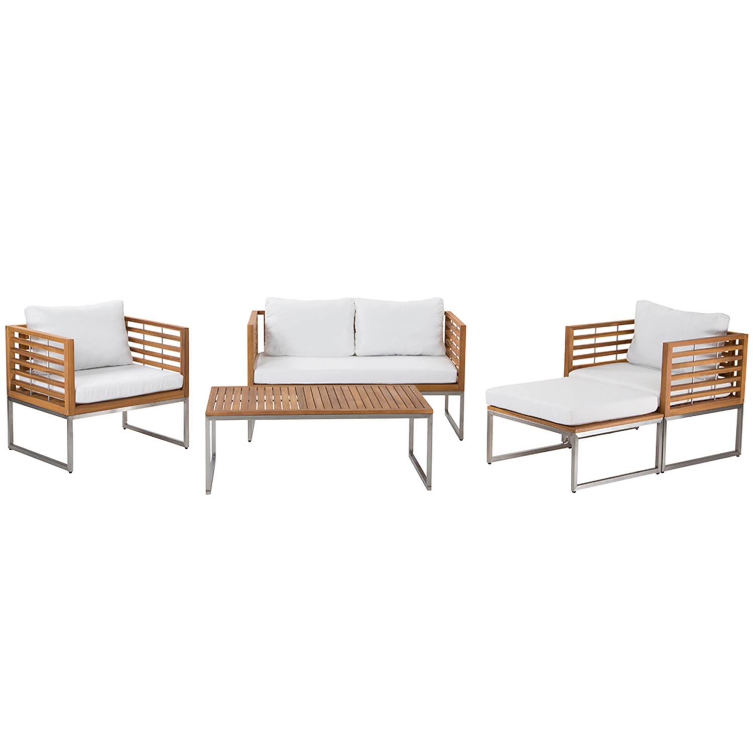 Beliani Sitzgruppe BERMUDA Cremeweiß 140x138x70