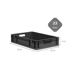 PROREGAL SuperSparSet 10x Eurobox Nextgen Grip Mit Scharnierdeckel Und Roten Verschlüssen HxBxT 12x40x60cm 23 Liter Schwarz Griffe Offen