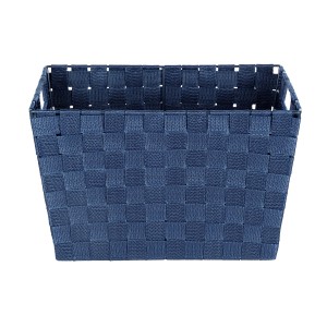 Dunkelblauer Wenko Aufbewahrungskorb Adria M aus Polypropylen in Flechtoptik, 35x22x22,5 cm.