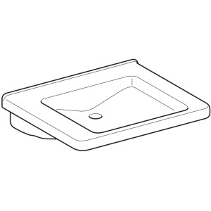 Geberit Renova Comfort Waschbecken, barrierefrei, 65 cm, Weiß, eckig, ohne Hahnloch