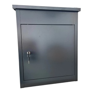Anthrazitfarbene Jet-Line Paketbox aus verzinktem Stahl mit Paketfach und Schloss. Ideal für sichere Paketannahme.