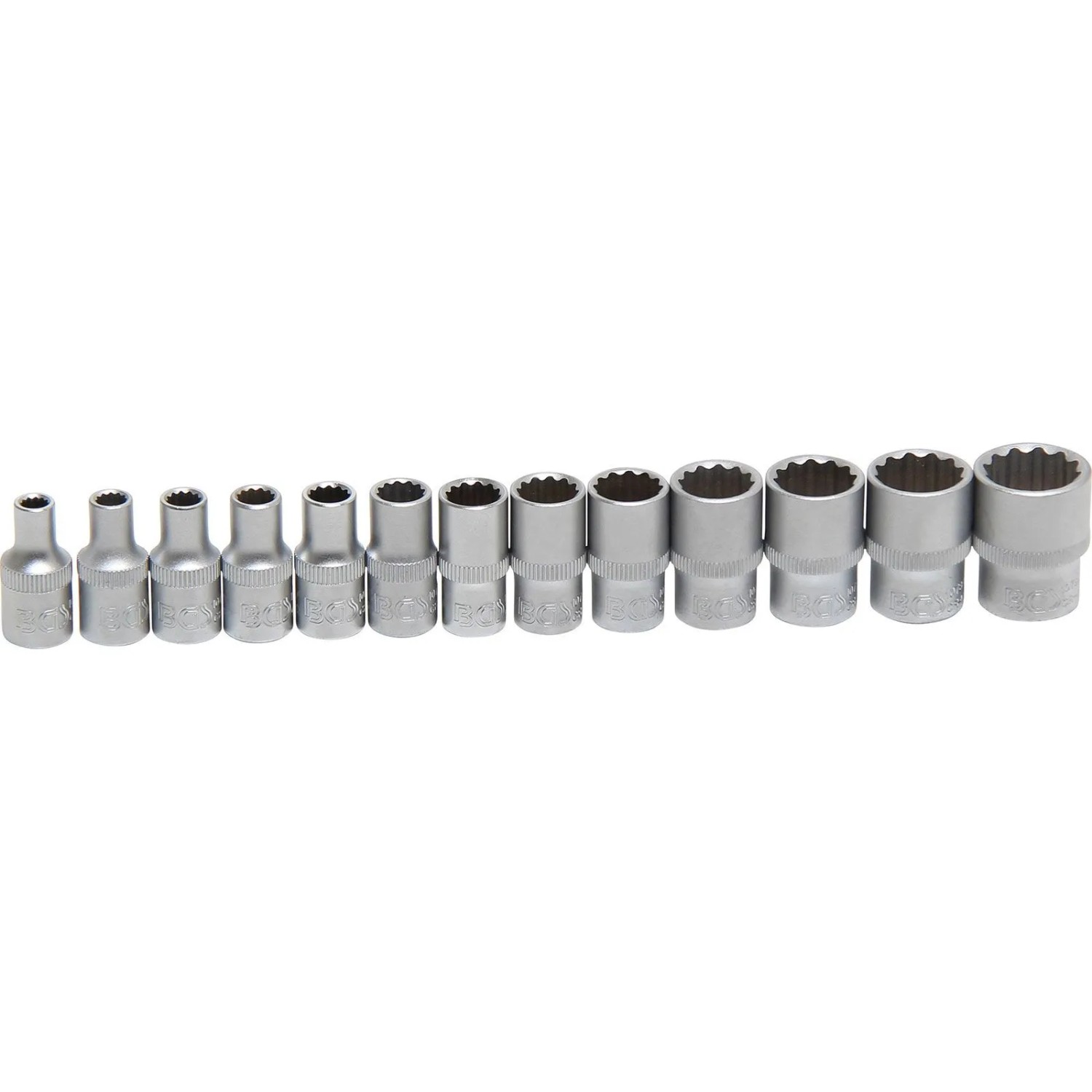 BGS Steckschlüssel Einsatz Satz Zwölfkant Antrieb Innenvierkant 6 3 Mm  1 4 Zoll  SW 4 14 Mm 13Tlg  2269