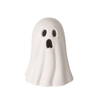 Weiße Boltze Deko Figur Ghostie mit LED-Beleuchtung, 12,8 cm hoch. Dekorative Gespenstform für Akzente.