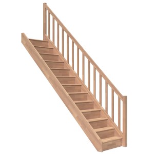 Dolle Raumspartreppe Paris, Buche, mit Setzstufen und Rechteckstabgeländer.