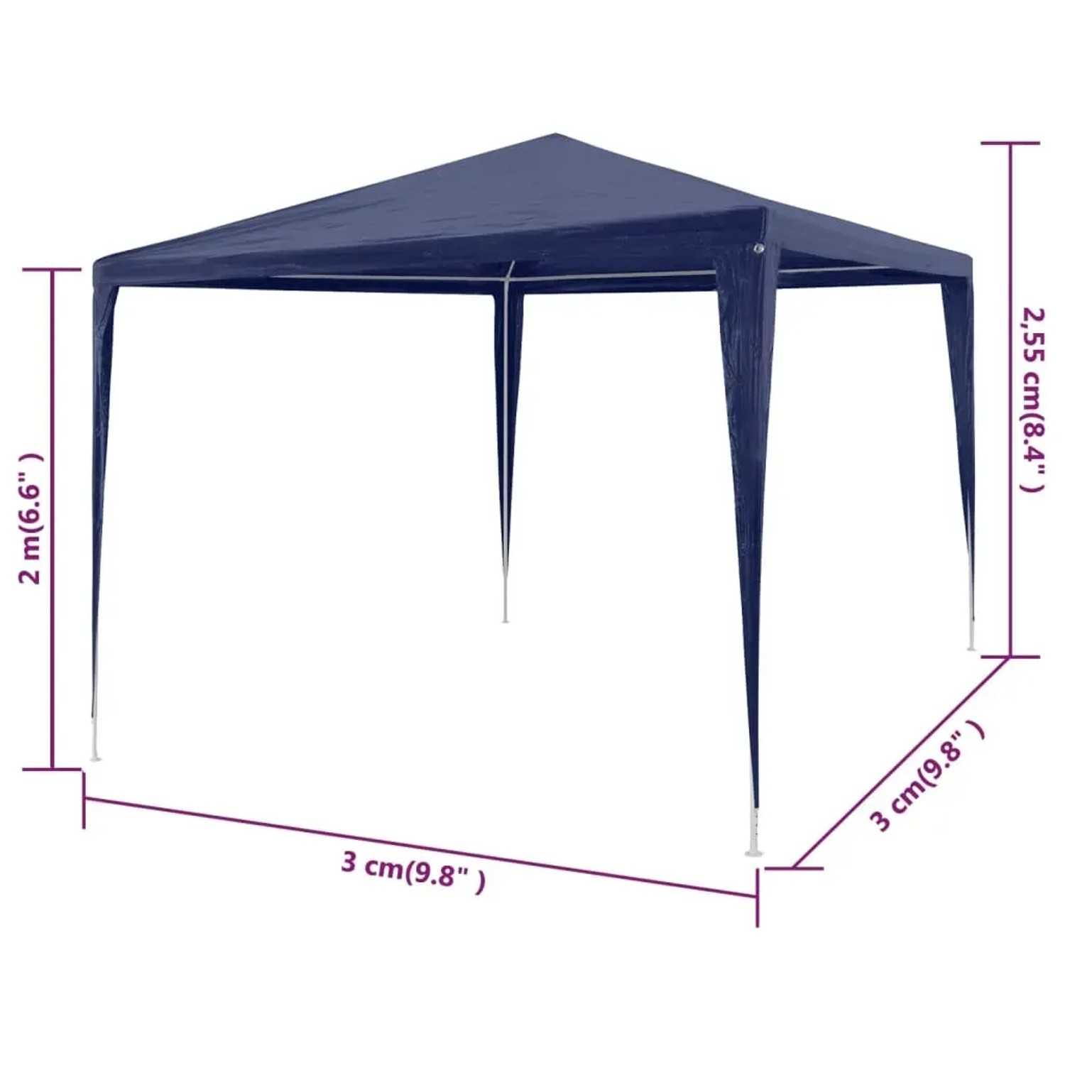 Blaues 3x3 m Partyzelt von vidaXL für Gartenpartys und Sonnenschutz.