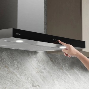 CIARRA Dunstabzugshaube 90cm mit Touch Control und LED-Beleuchtung in Edelstahl und Schwarz.