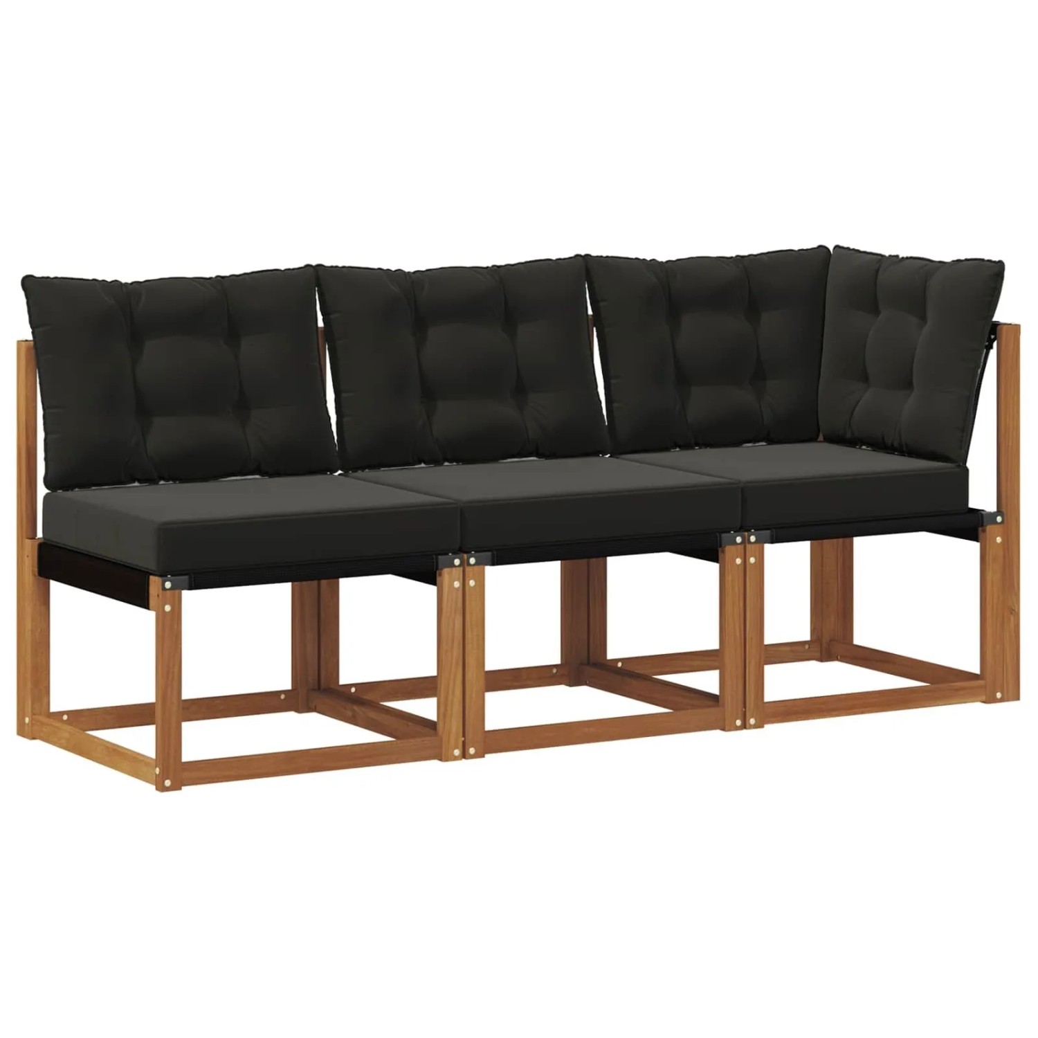vidaXL Outdoor Mittel- und Ecksofa mit Kissen 3 Stück Natur 900619