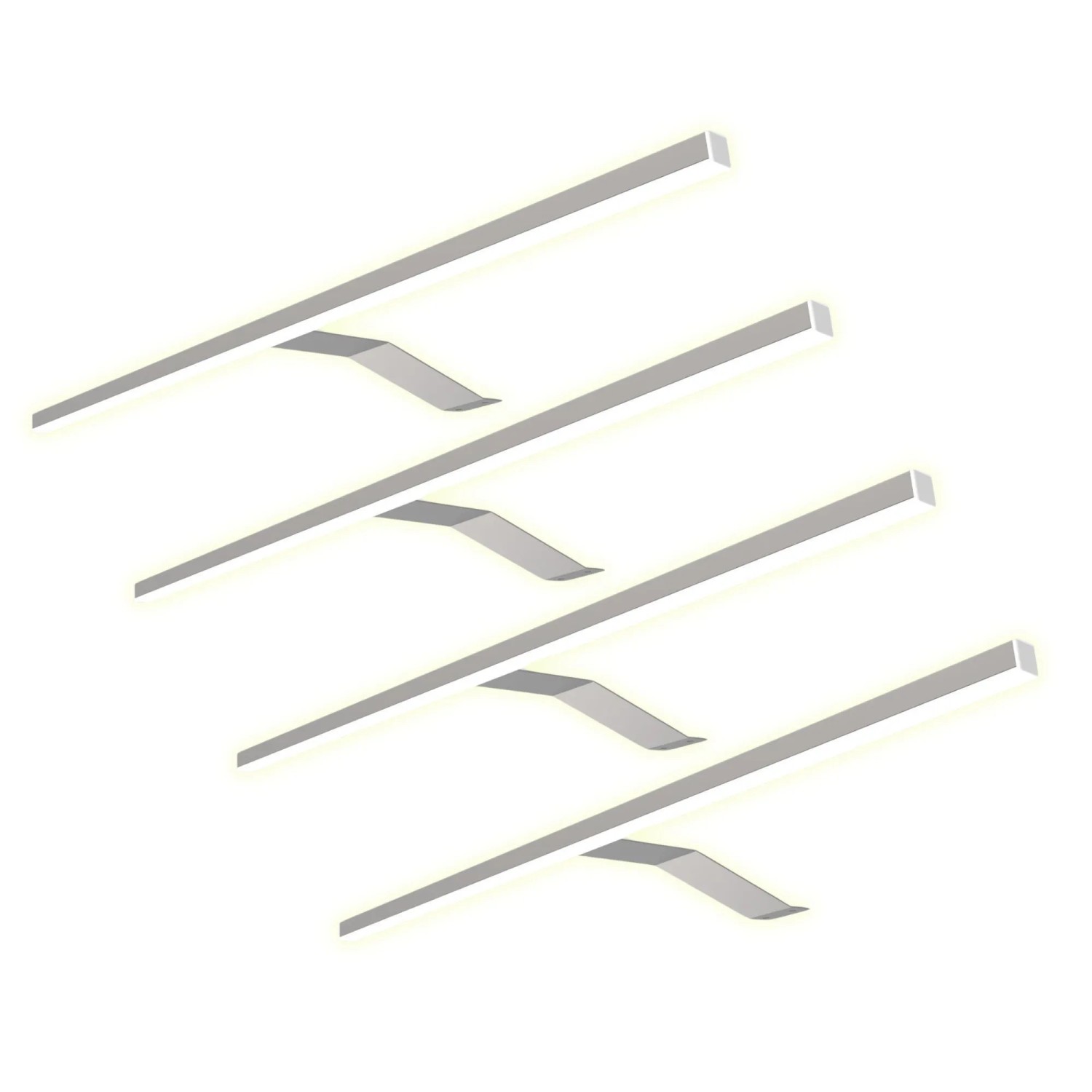 kalb LED Aufbauleuchte Aluminium 600x185x40mm Warmweiß Chrom 4er Set