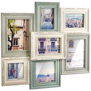 Kobolo Bilderrahmen Collage Holz VINTAGE Pastell 7 Bilder 54x49 cm