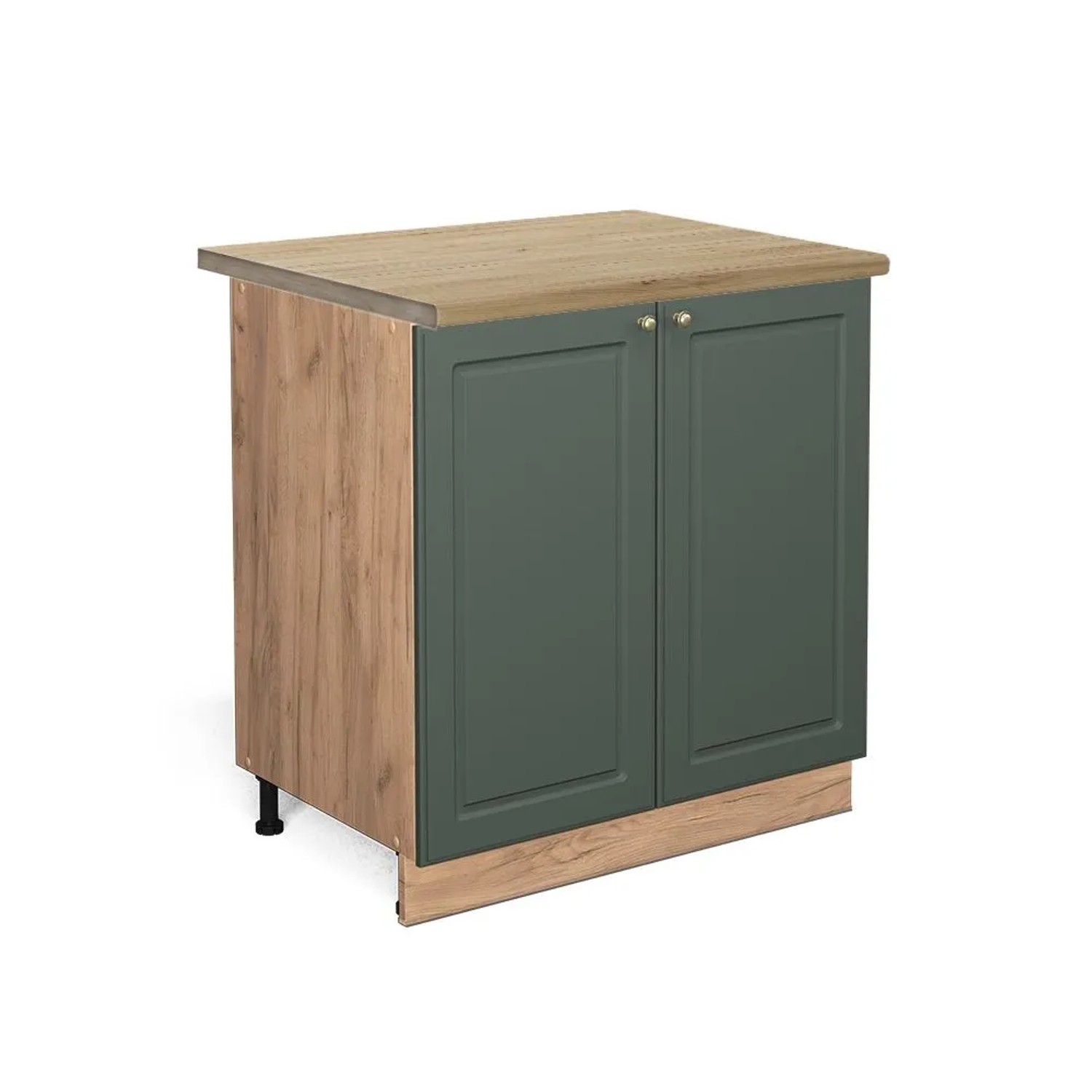 Vicco Küchenunterschrank Fame-Line Grün-Gold Landhaus 80 x 82 mit Regal AP Eiche