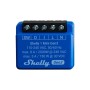Blaues Shelly Relaismodul Plus 1 Mini G3 für die Hausautomation, Detailansicht.