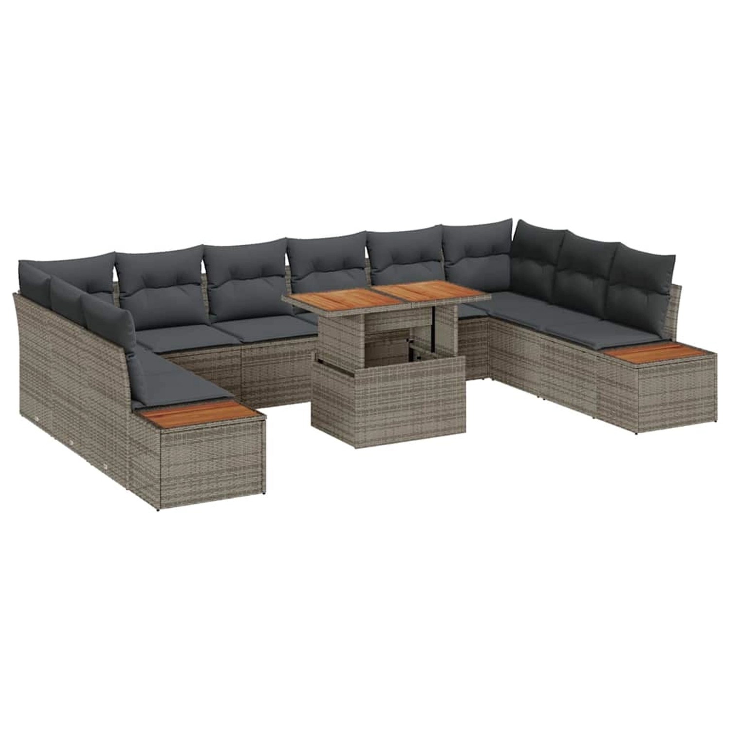vidaXL Garten-Sofa-Set mit Speicher 11-Tlg Grau Poly Rattan 3358843 günstig online kaufen