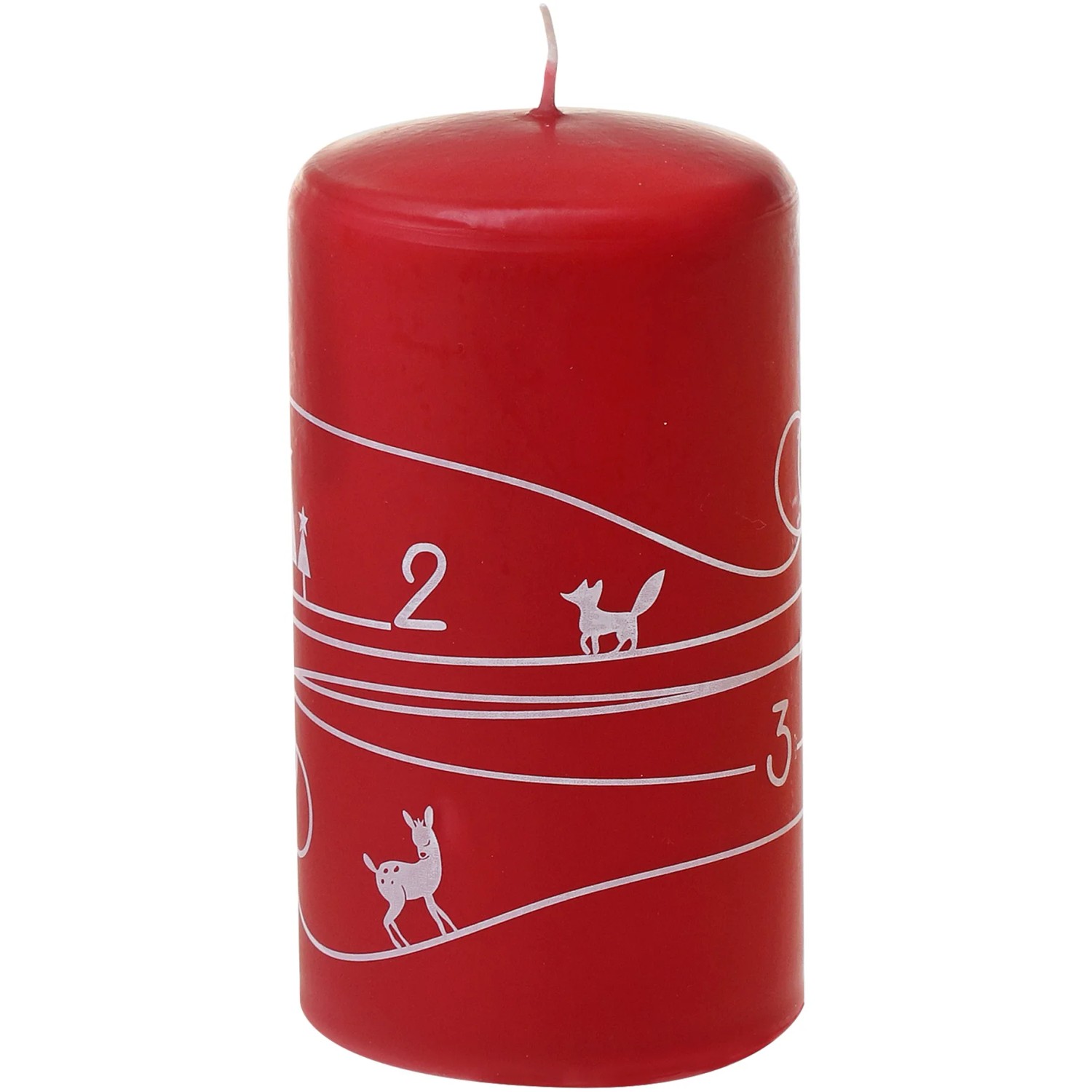 Stumpenkerze Winterspuren 120/67 mm Rubin