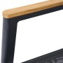 Detailaufnahme: Schwarzer Siena Garden Dining Sessel Move Bologna mit Teakholz-Armlehne.