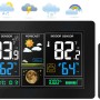 Echos Eco-450 Funkwetterstation mit Farbdisplay und Außensensor zeigt Wettervorhersage.