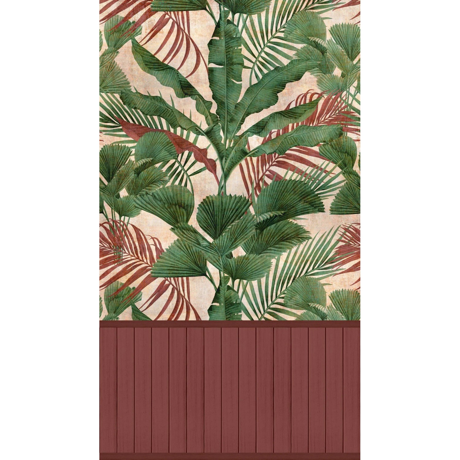PROFHOME 398081-GU Fototapete Dschungel Matt Grün Rot-Braun Beige 1,59 m x 2,8 m