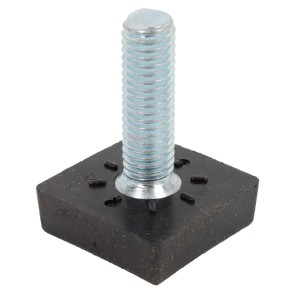 Stellschraube M8, 20x15 mm, für Rohre, mit Stahlgewinde und schwarzem Kunststofffuß.