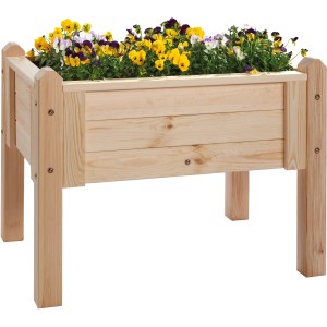 Wilk Kinder-Kräuterbeet Sophia aus Holz, bepflanzt mit bunten Blumen.