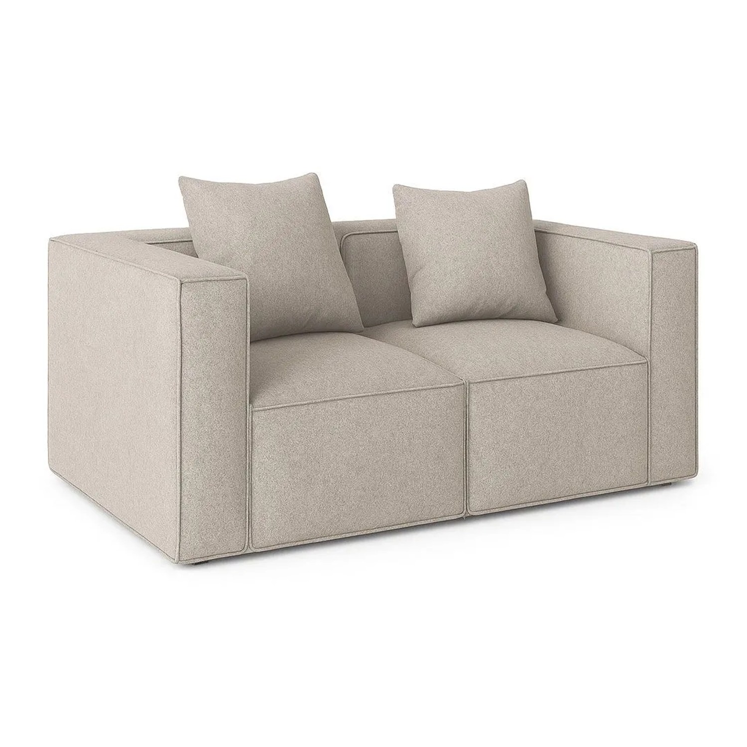 ebuy24 Box 2-Sitzer Sofa 2 Dekokissen Hellgrau
