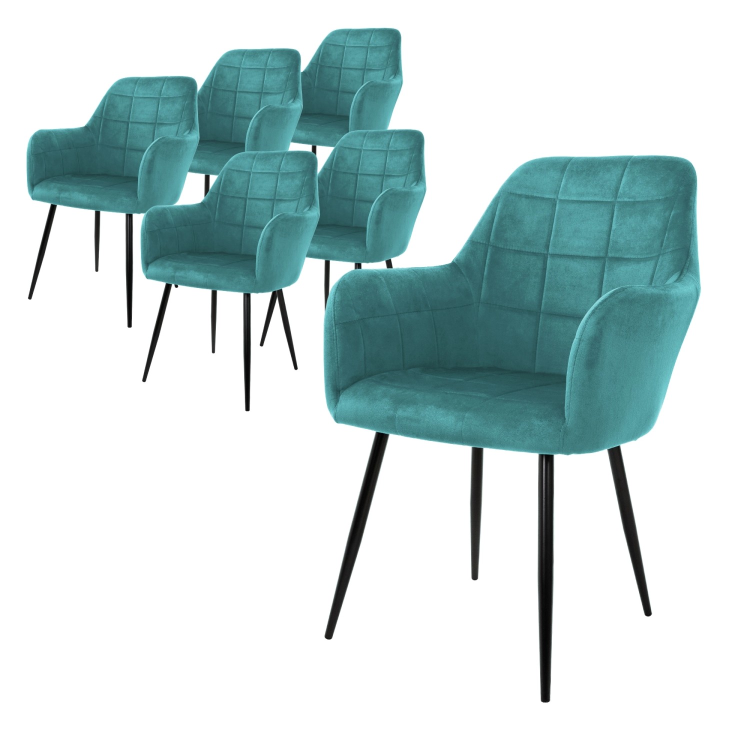ML-Design 6Er Set Esszimmerstühle mit Rücken und Armlehnen Türkis