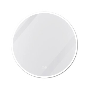 Runder Badspiegel mit LED-Beleuchtung, Bluetooth 5.0, dimmbar und Touch-Funktion, 60 cm Durchmesser.