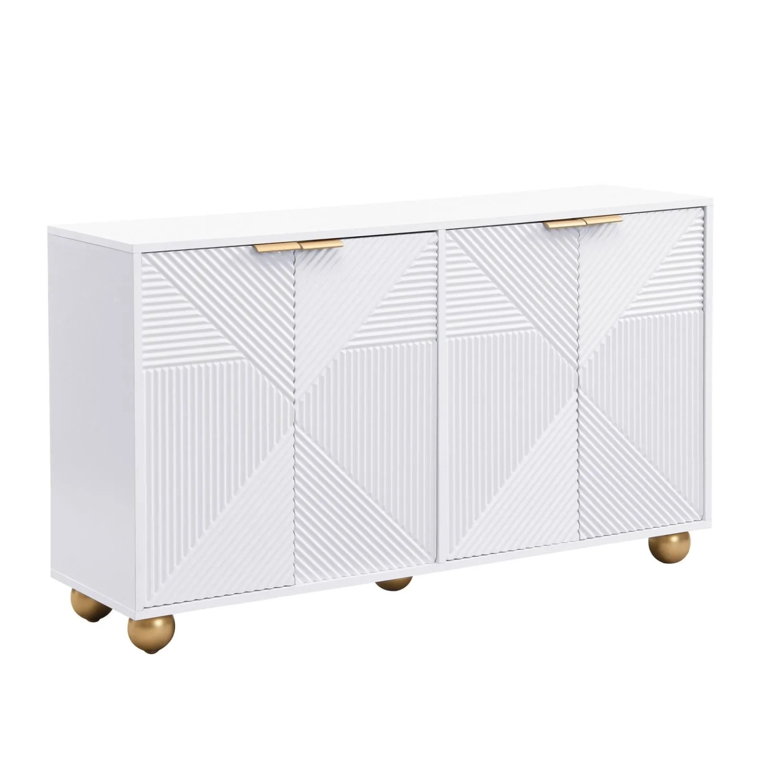 PXloue Sideboard mit 4 Türen Verstellbaren Böden Weiß
