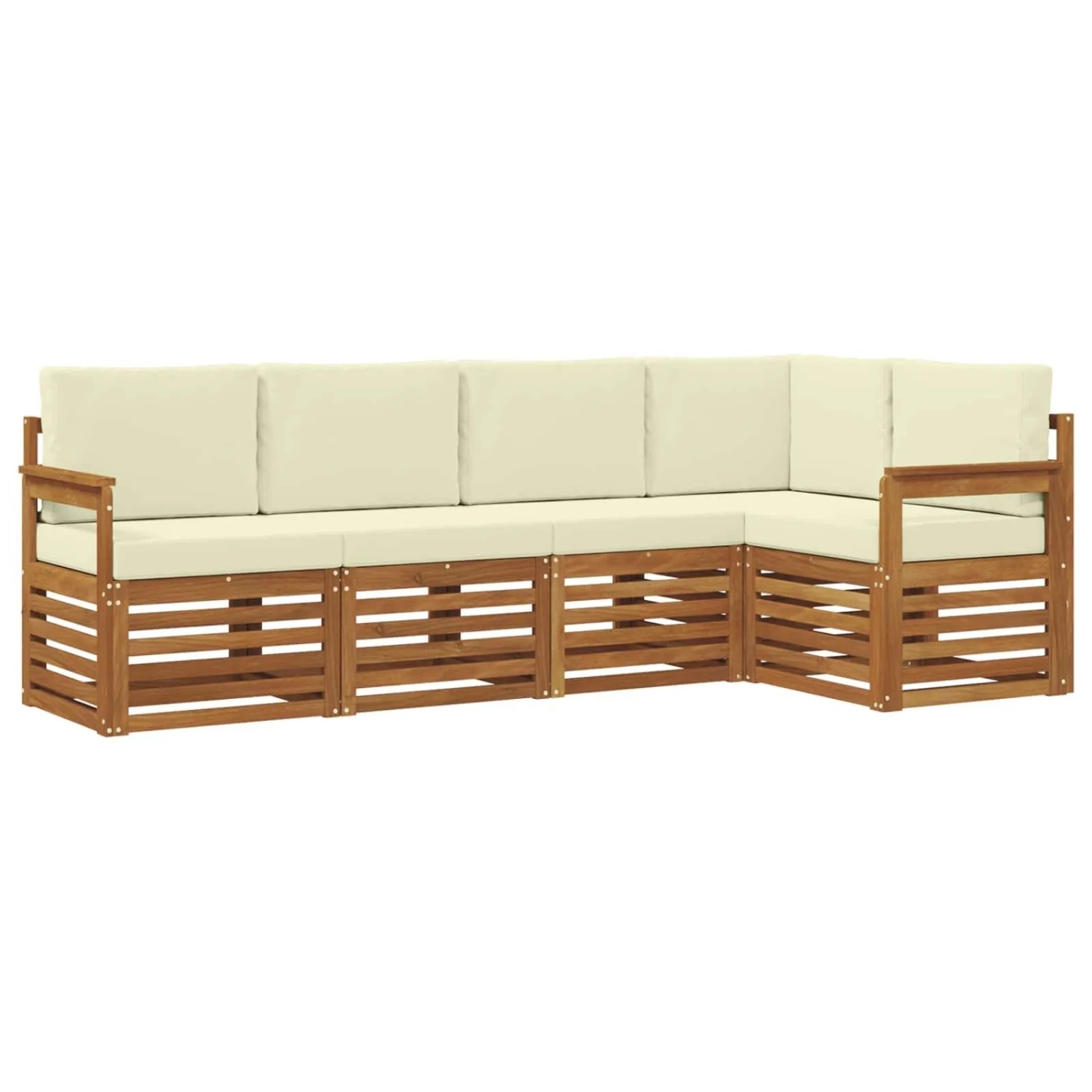 vidaXL Sofagarnituren 5 Tlg Natur und Creme Massivholz Akazie 3374795