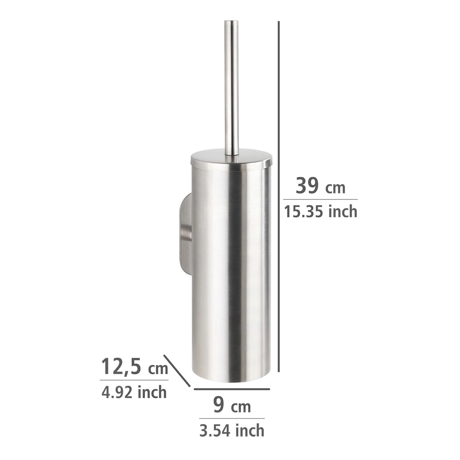 Wenko WC-Garnitur Orea, Edelstahl matt, geschlossene Form, zur Wandmontage.