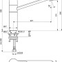 Technische Zeichnung: Ideal Standard Cerafit Küchenarmatur mit Maßen, hoher Auslauf, Chrom.