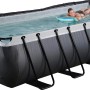 Rechteckiger Exit Black Leather Pool 540x250x100 cm mit Stahlrahmen, Sandfilterpumpe und Abdeckung.