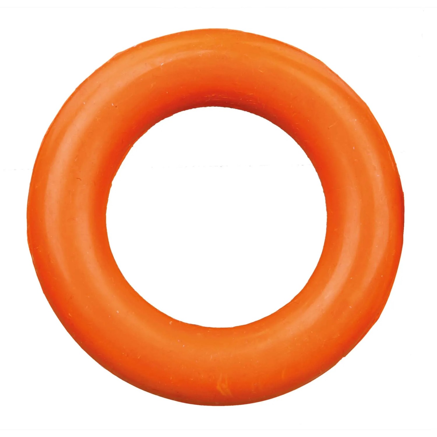 Oranger Jollypaw Ring aus Naturgummi, ein robustes Apportierspielzeug für Hunde.