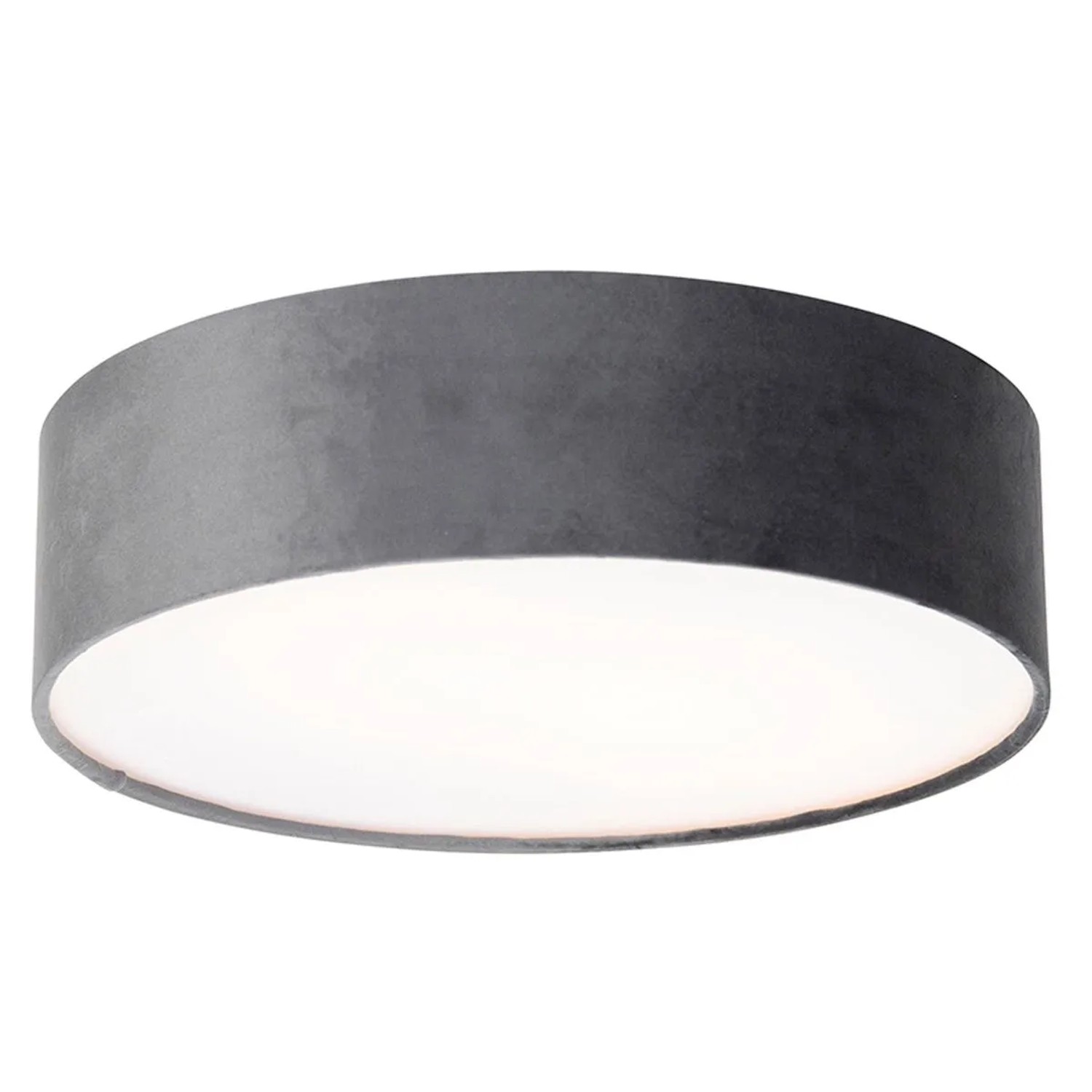 QAZQA Moderne Deckenlampe Grau 40 cm mit Goldener Innenausstattung Drum