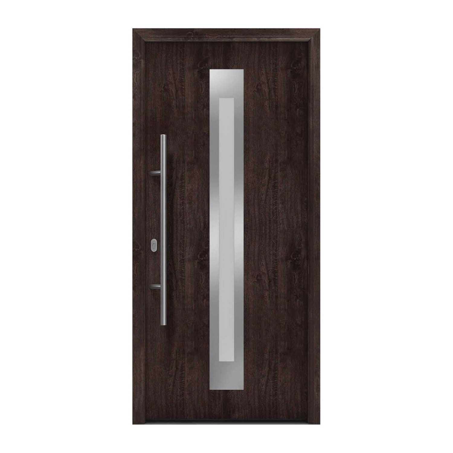 EcoStar Haustür Isopro IP 770S Eiche Dunkel 110 cm x 210 cm DIN L günstig online kaufen