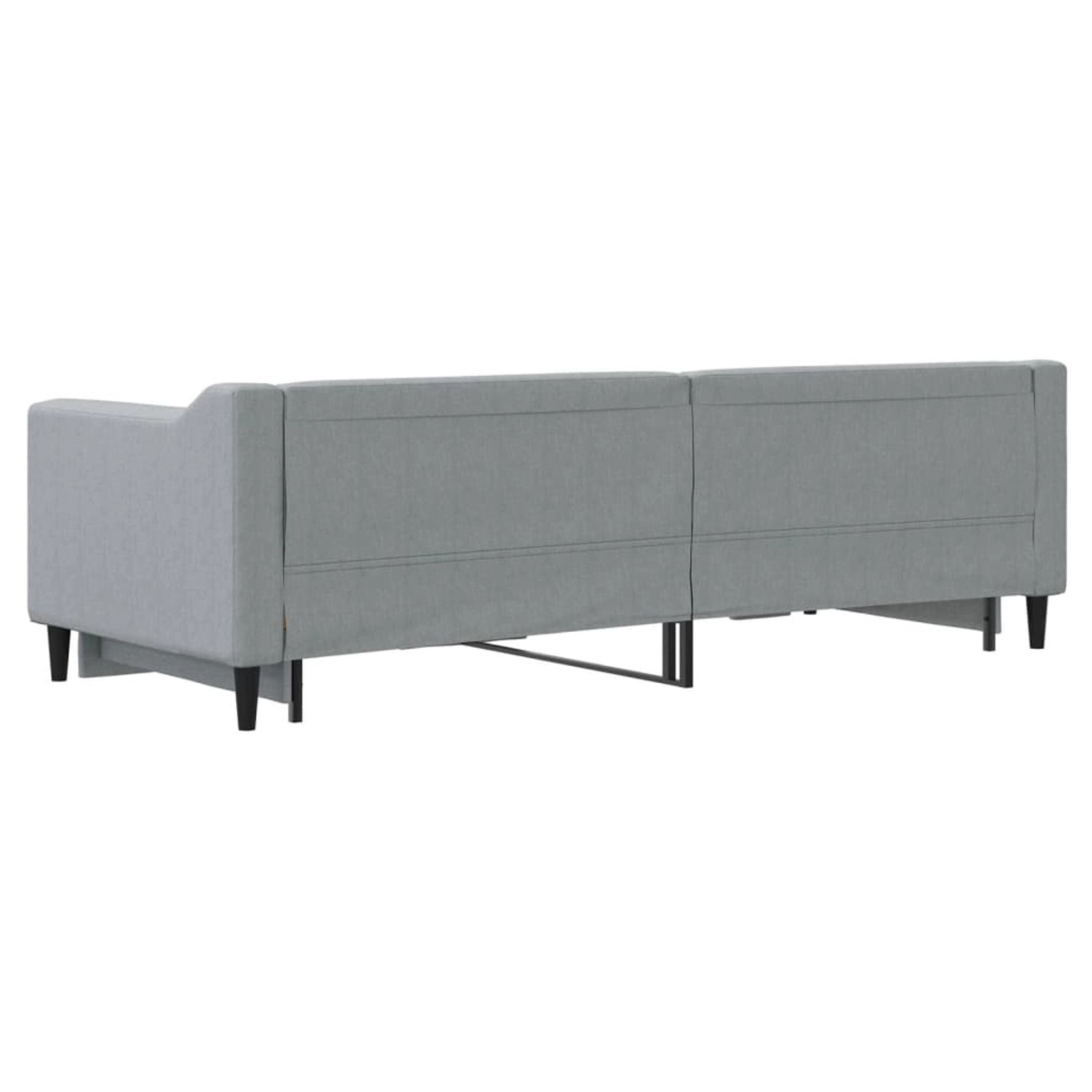 Ausgezogenes, hellgraues vidaXL Tagesbett/Schlafsofa (80x200 cm) aus Stoff, von hinten.