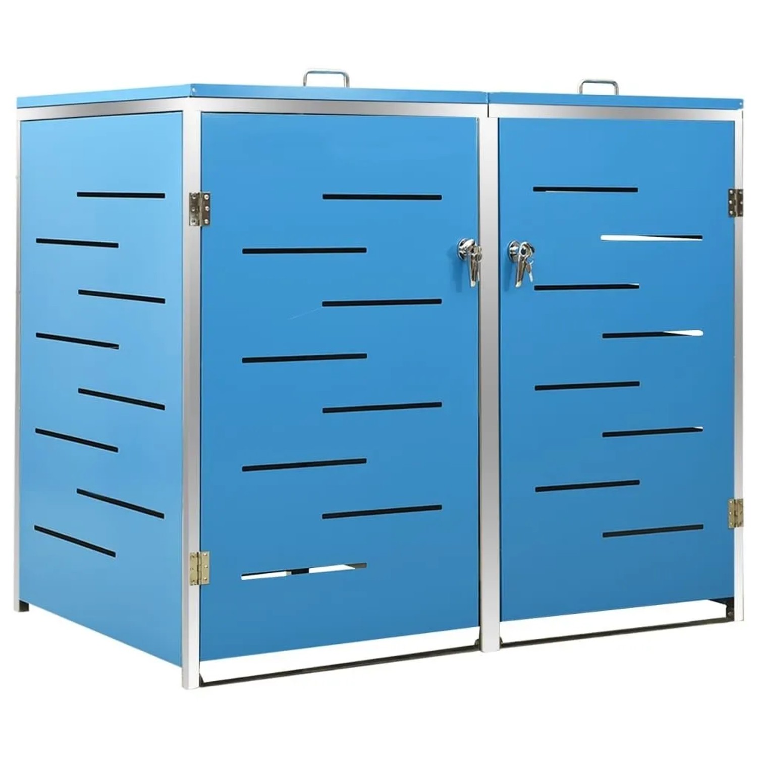 DELUKE 2er Mülltonnenbox JAGU Edelstahl Blau 115,5x138x77,5cm Mülltonnenverkleidung Für 2 Tonnen 240L Müllbox Aus Metall
