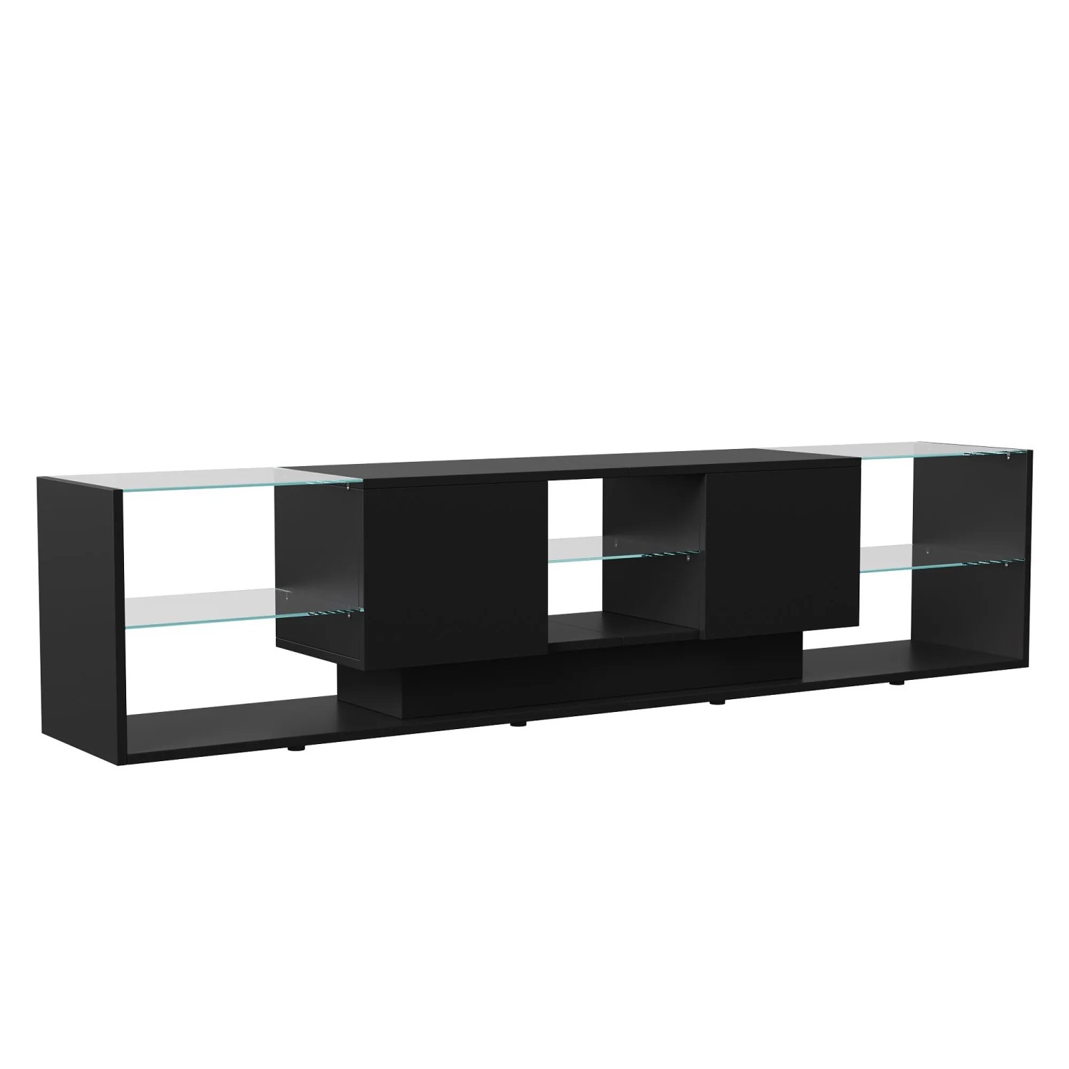 PXloue TV Schrank 200x35x45cm mit Stauraum und Verstellbaren LED Schwarz