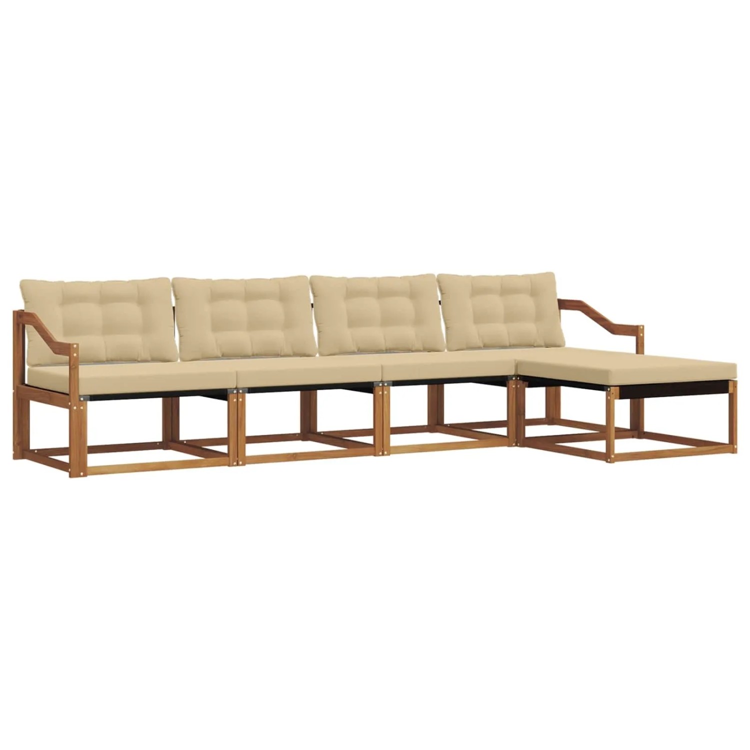 vidaXL Outdoor-Sofagarnitur mit Kissen 5-Tlg Natur und Beige 3369372