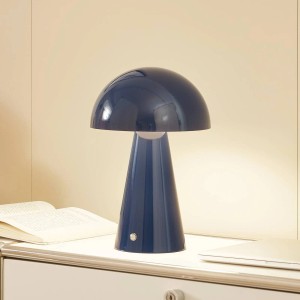 Blaue Lindby LED Tischlampe Nevijo mit USB-Anschluss, dimmbar, aus Metall.