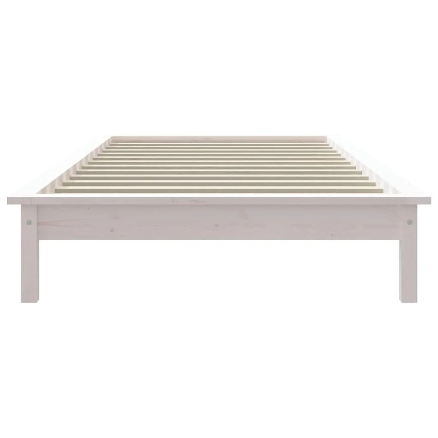 Weißes Massivholzbett 90x190 cm aus Kiefernholz, Einzelbett für Schlafzimmer.