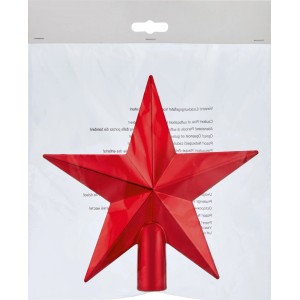 Rote, glänzende Stern-Baumspitze, 20 cm. Idealer dekorativer Baumbehang für den Weihnachtsbaum.
