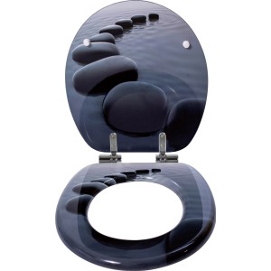 baliv WC-Sitz Comala II, grauer Toilettendeckel mit Steinmotiv und Absenkautomatik.