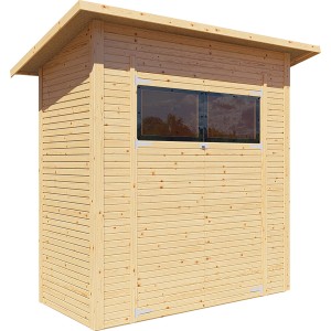 Bertilo Gerätehaus Pent Modern, Naturholz, 208x103 cm, mit Doppeltür. Weekendhaus für den Garten.