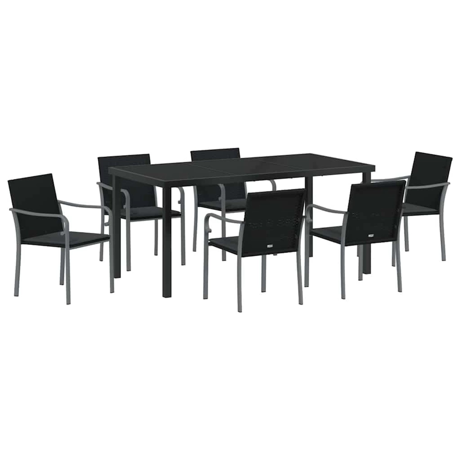 vidaXL Garten Essgruppe 7-Tlg Schwarz Poly Rattan 3379055 günstig online kaufen