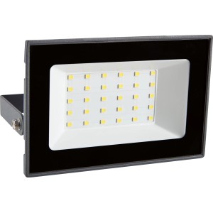 Grauer LED Strahler 30W für Innen und Außen. Kompaktes Design mit effizienter LED-Technologie.