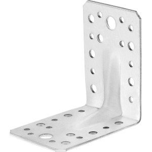 Verzinkter Winkelverbinder mit Sicke, 90x90x65 mm, für Eckverbindungen, 20 Stück.
