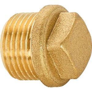 Messing Gewinde-Stopfen, 16,7 mm (R 3/8) für Gewindefittings, mit Vierkant-Antrieb.