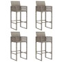 vidaXL Gartenbar-Set, 5-teilig, grau, Rattan, Akazie. Barhocker mit Rückenlehne und Tisch für Gartenmöbel.