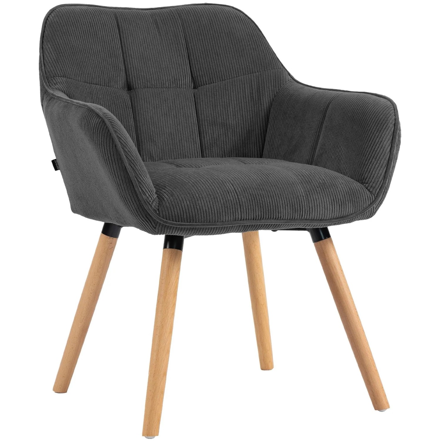 DELUKE Esszimmerstuhl DUNOR Cord Dunkelgrau 65x64x82cm Braun Essstühle Esszimmerstühle Küchenstühle Wohnzimmerstühle