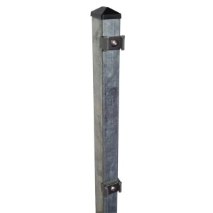 Verzinkter Zaunpfosten 120 cm mit Klemmplättchen für Doppelstabmatten.